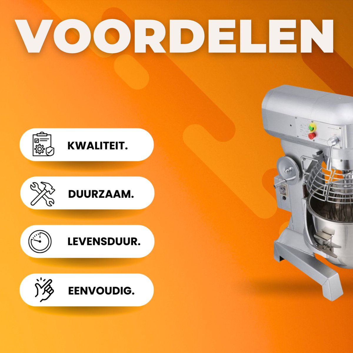 Elektrische Keukenmachine PRO - 3 koppen - Foodprocessor - Keukenrobot - Keukenmixer - Mengkom mixer - 450W - 10L RVS Mengkom