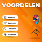 Rad van fortuin - 61cm - Fortuinwiel - Draairad - Draaiwiel - Draaischijf - 14 Slots - Spel & Promotie