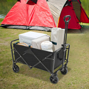 Opvouwbare Bolderkar – Bolderwagen - Voor strand, tuin en camping – Met wielen en duwstang – Zwart