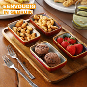 Nobilia Rechthoekige bakken - 4 delig - 4.5 inch - Rood - Dinerborden - Bordenset - Diepe borden - Ontbijtborden - Servies - Keukenservies
