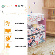 Happyment Speelgoedkast roze - Boekenkast voor kinderen - Kinderkamer - Opbergkast kind - Boekenrek - MDF - Black friday - Kerstcadeau