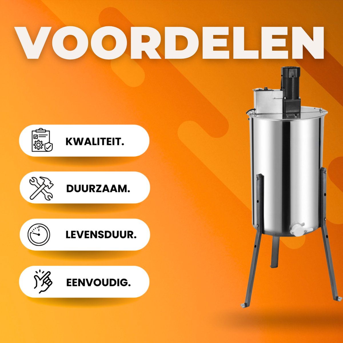 Honing extractor PRO - 3/6 Raat - Honingslinger centrifuge - Handmatig - Roestvrij Staal - Voor Bijenteelt