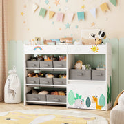 Speelgoedopbergkast – Kinderspeelkamer - Kinderboekenkast – Voor kinderen in speelkamer of kinderkamer – 10 opbergruimtes, speelgoeddoos op wielen – Wit