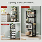 Opbergkast - Keuken orginazer - Wandkast – Voor keuken / woonkamer – Met stopcontact – Light Oak - Maat XL