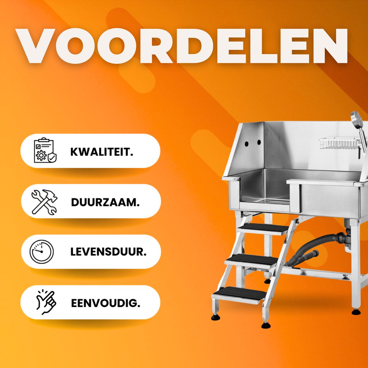 Professionele Hondenverzorgingskuip - Honenbad- RVS - Dierenbad - Max. 100kg Hondenwassysteem