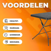 Klaptafel - Kampeertafel - Picknicktafel - Balkontafel - Tuintafel - Met Stalen Frame - Ideaal voor Feest, Keuken en Woonkamer - 80x80x74 cm