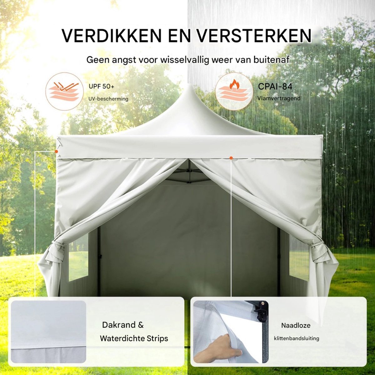 Waterdichte partytent - Met zijwanden - Wit - Luxe paviljoen - 3x3 m