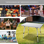 Oprolbare Kampeertafel - Aluminium Inklapbare Picknicktafel - Outdoor & Tuinmeubelen - Verstelbare Poten - 90x53x45/68 cm