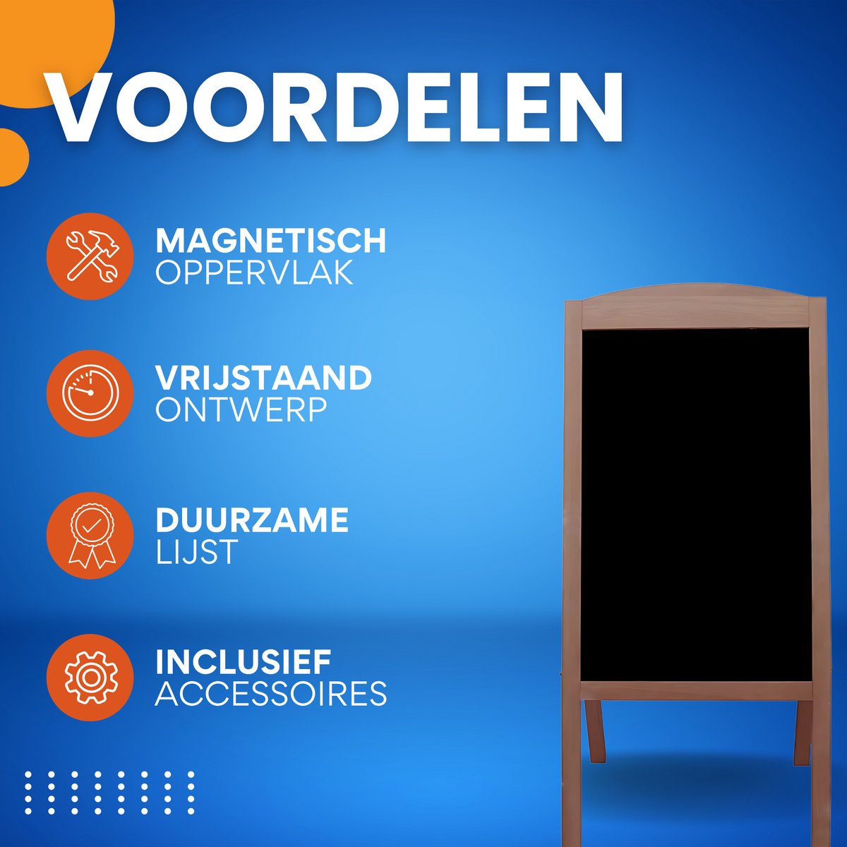 Stoepborden met ezel - Stift - Magnetische - Staand frame - Reclamebord - Houten frame