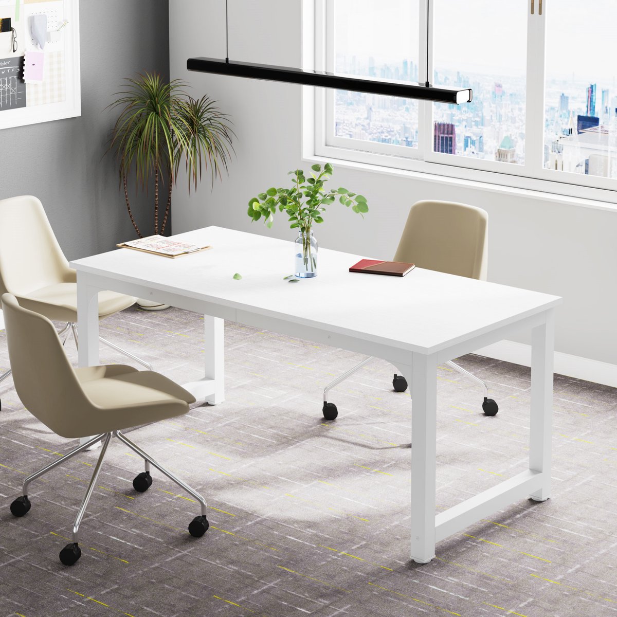 Bureau Vatina - Bruin - 160cm bureau - Voor 6 personen - Voor volwassenen - Computerbureau