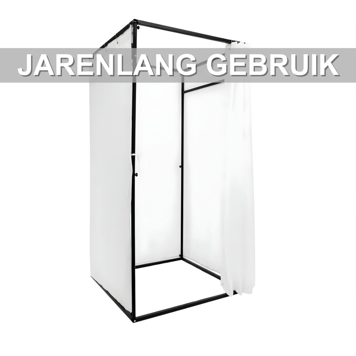 Paskamer met gordijn - Pashok - Opvouwbaar - Kleedkamer - Voor kledingwinkels - Wit