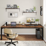 Dubbel computerbureau - Bruin - 200cm bureau - Voor 6 personen - Voor volwassenen