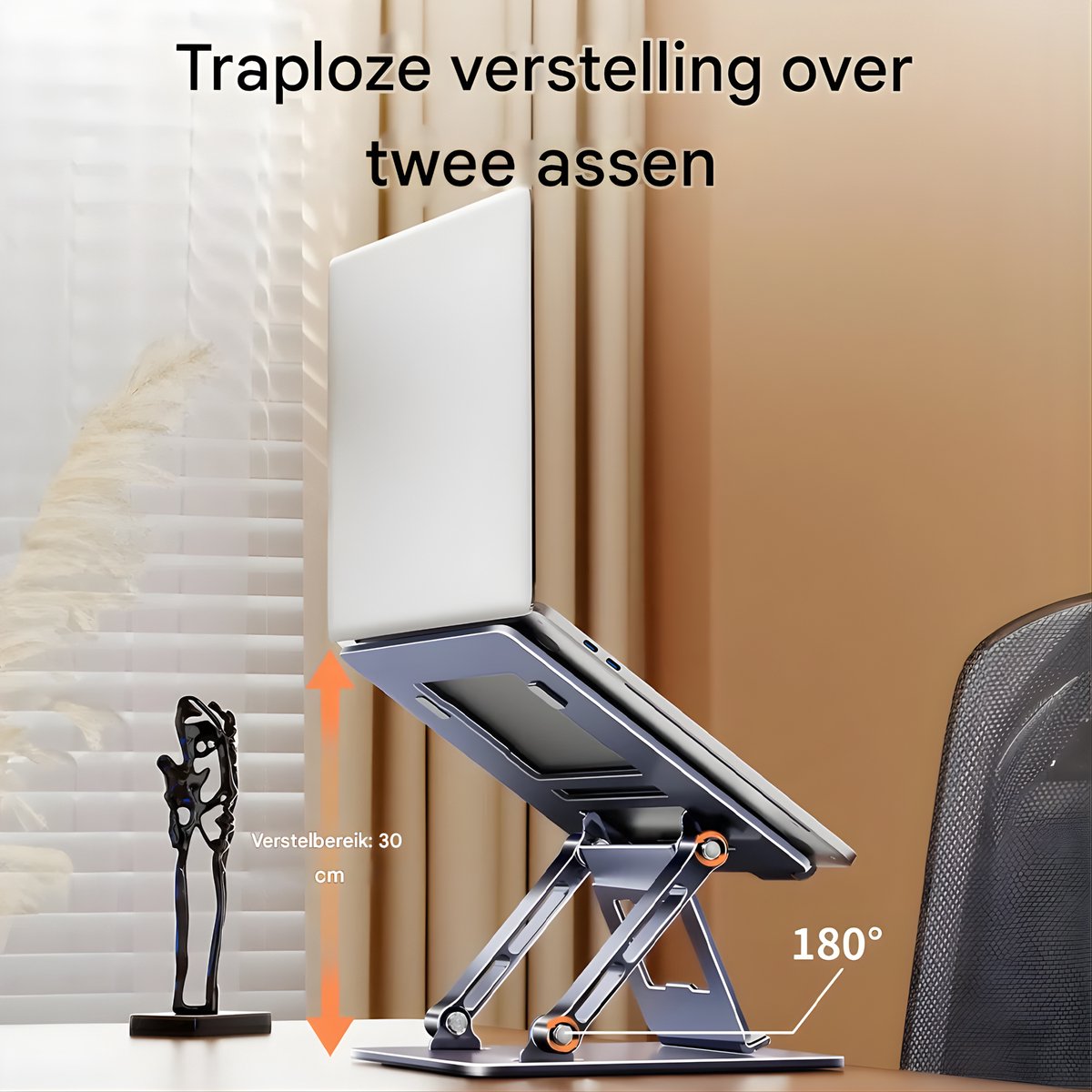 Laptoptafel – Tablethouder - Bedtafel - Laptopstandaard - Voor thuiskantoor en presentaties –Aluminium / Zwart