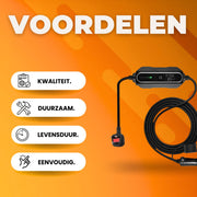 Mobiele Auto laadkabel PRO - 13A -Thuislader - Type2 - 10 meter kabel autolader - 3kW - Voor Elektrisch Voertuig