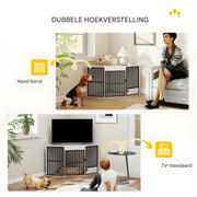 Hoek Hondenbench - Hondenkrat - Hondenkennel - Hoekvormig - Hondenhok - Voor Kleine & Middelgrote Honden - Wit
