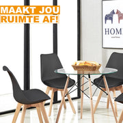 Happyment Eetkamertafel met stoelen - Woonkamerstoelen zwart - Keukentafel - Kuipstoel - Eethoek set van 4