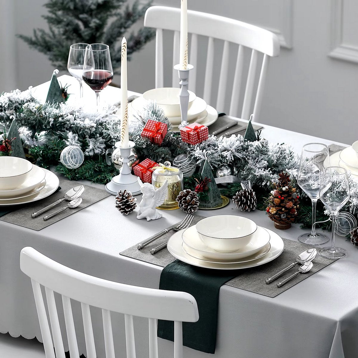 Dynastic Serviesset – 4 persoons – 16 delig – Wit Keramisch – Eetborden – Breakfast Plates