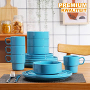 Zinovia Serviesset - 16 delig - 4 persoons - Baby blauw - Dinerborden - Bordenset - Diepe borden - Ontbijtborden - Servies - Keukenservies