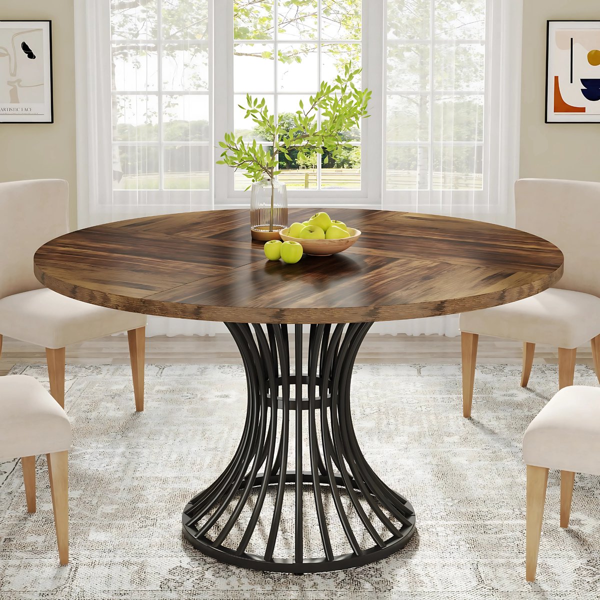 Ronde Eettafel Zurich - Voor 4 personen - 120cm - Voor Keuken of eetkamer - Hout