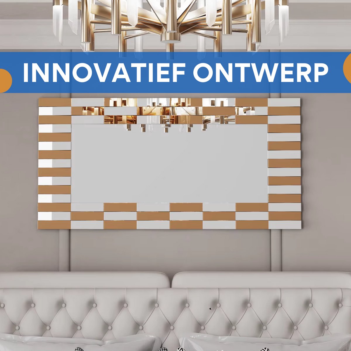 Wandspeigel Milano - 70x100cm - Woonkamer - Spiegel voor Badkamer, Make-up & Wandmontage