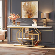 Moderne Haltafel Vexa - Goud - Wandtafel - Consoletafel - 30x180x90 cm - Voor Gang en Woonkamer