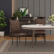 Eetkamerstoelen Delio - Set van 4 - Draaibaar - Fauteuil - Keuken - Voor eettafel - Donkerbruin leer