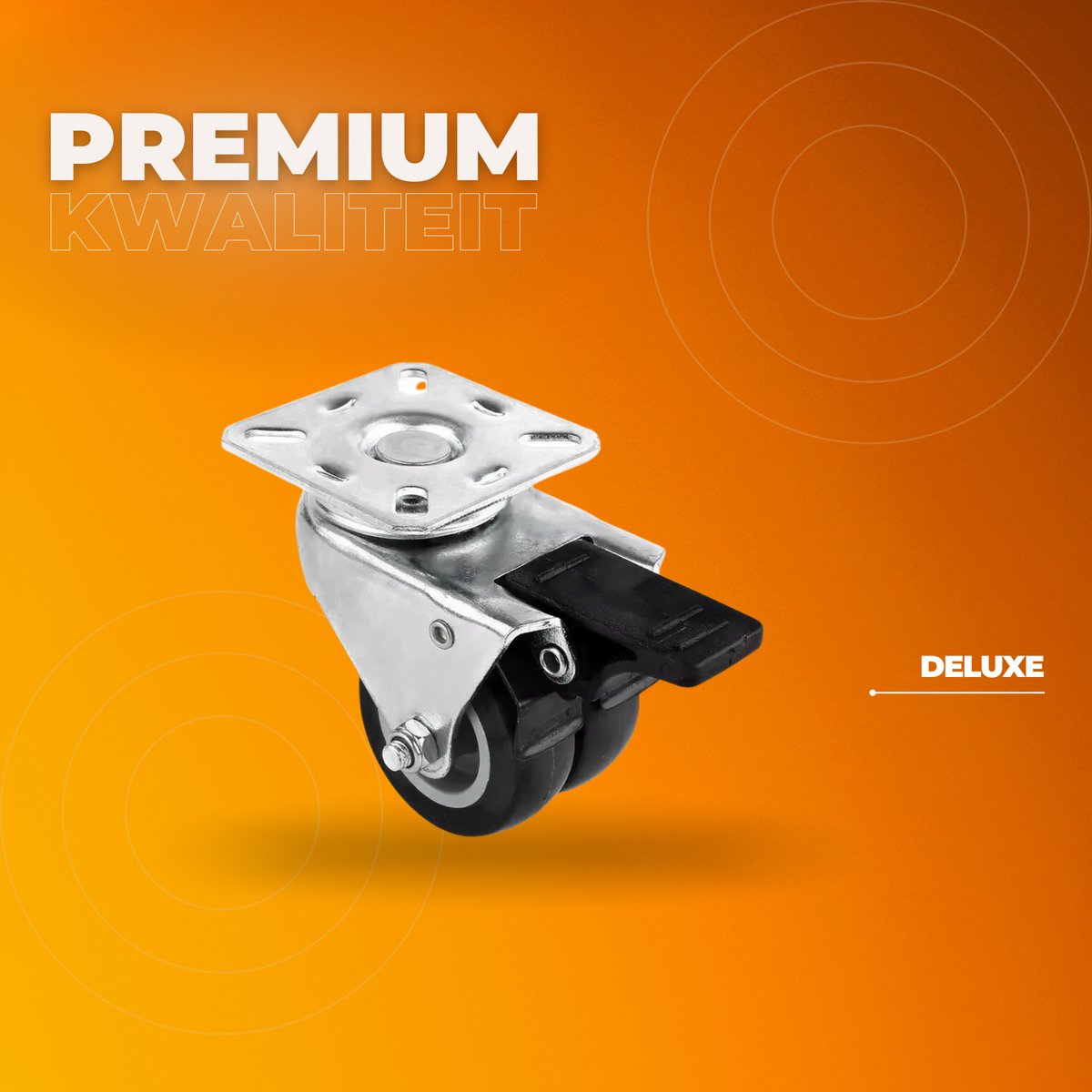 Zwenkwielen met rem - Set van 4 - 50 mm - Set van 4 - Transportrollen - Zware wielen - 30KG