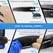 Mini Kettingzaag 15 cm - Draadloze Elektrische Kettingzaag - 1-Hand Bediening - Compact & Krachtig Voor Hout & Tuinwerk