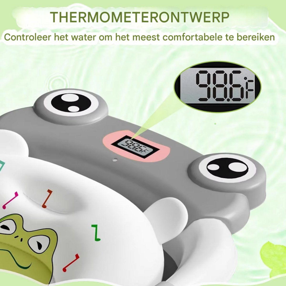 Babybadje - Lichtgrijs - Temperatuurweergave - Baby bad met standaard - Zitbad - Kinderbad - Opvouwbaar