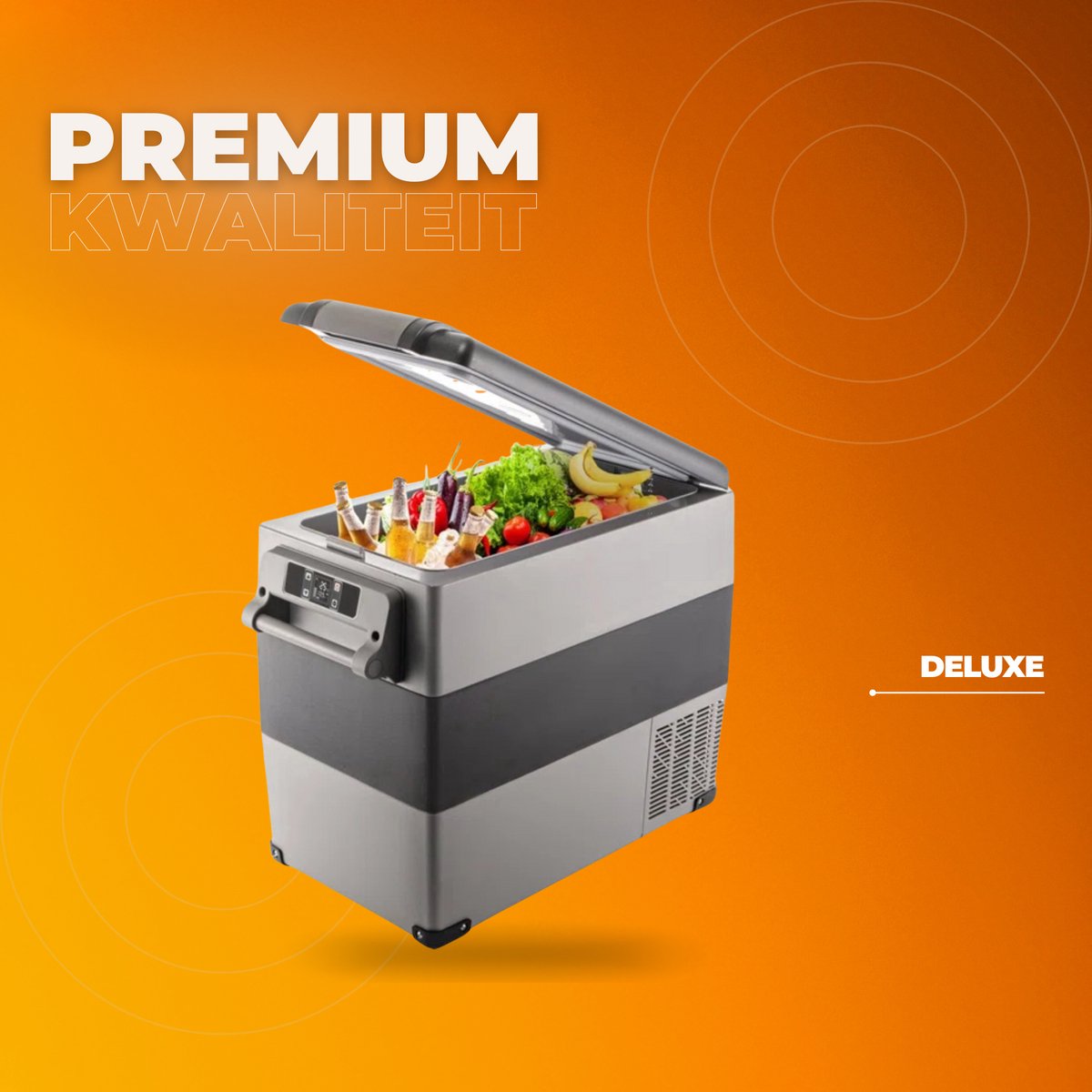 Koelbox XL - 55L - 60 Blikjes - Koeltas - Elektrisch - Oplaadbaar - Vriescombinatie - 220V - Camping, Auto, Caravan
