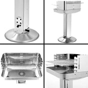 Grill Houtskool BBQ - Voor Tuin, Camping & Outdoor - Draagbare Trechtergrill met Plank - Roestvrijstaal - 87x89x89 cm