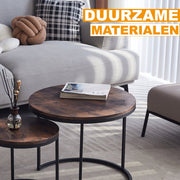 Happyment Salontafel deluxe Bruin - Set van 2 - Landelijk - Woonkamer - Rond - 60 en 40cm