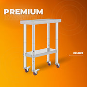 Keukentafel horeca - RVS - Werktafel met wielen - Bijzettafel verplaatsbaar - Keukeneiland