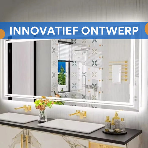 Badkamerspiegel Chateau - Met verlichting - 100x60cm - Spiegel voor Badkamer, Make-up & Wandmontage - Dimbaar licht