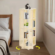 Draaibare boekenkast - Boekenrek - Opberruimte - Voor boekenopslag - Voor boeken en decoratie - 4-laags - 360° draaibaar ontwerp - Cream white