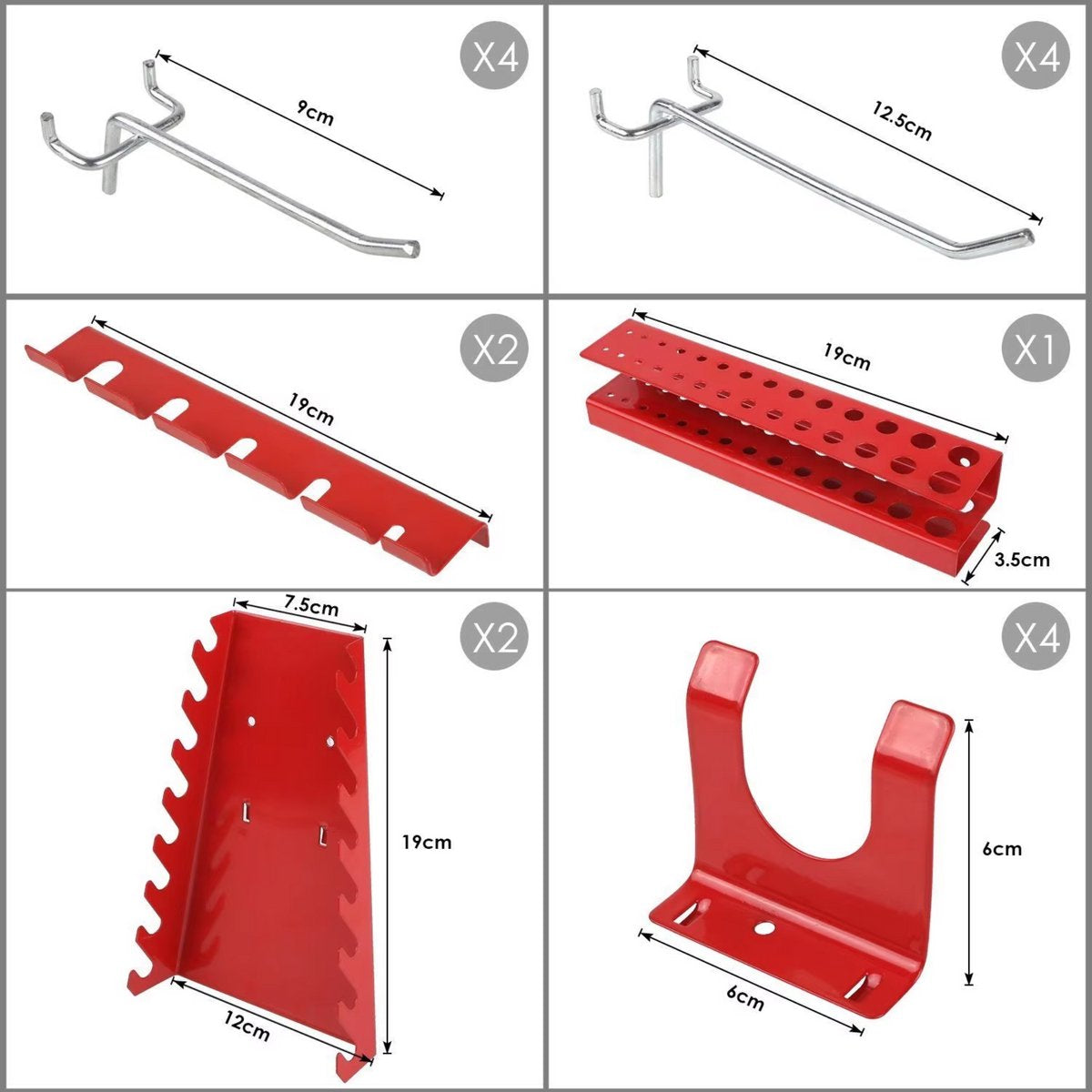 Gereedschapswand XL - Gereedschapskast - Rood - 120x60cm - Pegboard - Gereedschapsbord - Gereedschapwand - Gereedschap organizer - Metalen muur organizer - Tool organizer