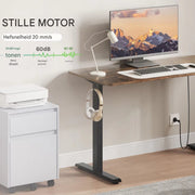 Elektrisch Sta-Bureau - Voor Thuiswerken of Kantoor - In Hoogte Verstelbare Ergonomische Werktafel met USB-Oplaadpoort en Geheugenbediening - Color: 120x60cm Brown