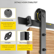 Schuifdeursystemen - 396cm - Schuifdeur rails - Schuifdeursysteem - Railsysteem - Koolstofstaal Staldeurkit
