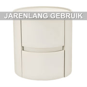 Rond nachtkastje - Bijzettafel - Voor thuis, kantoor of slaapkamer - Modern, met 2 laden - Massief hout - Wit