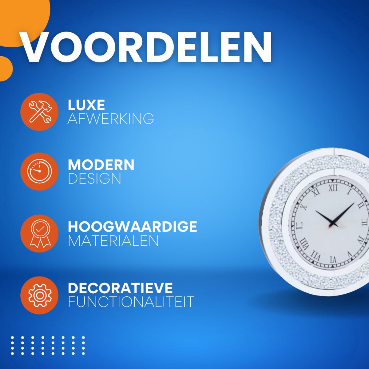Spiegel klok Opulence - Elegante Spiegel klok - Zilver - Ronde wandspiegel - 80cm - Zonder verlichting - Woonkamer