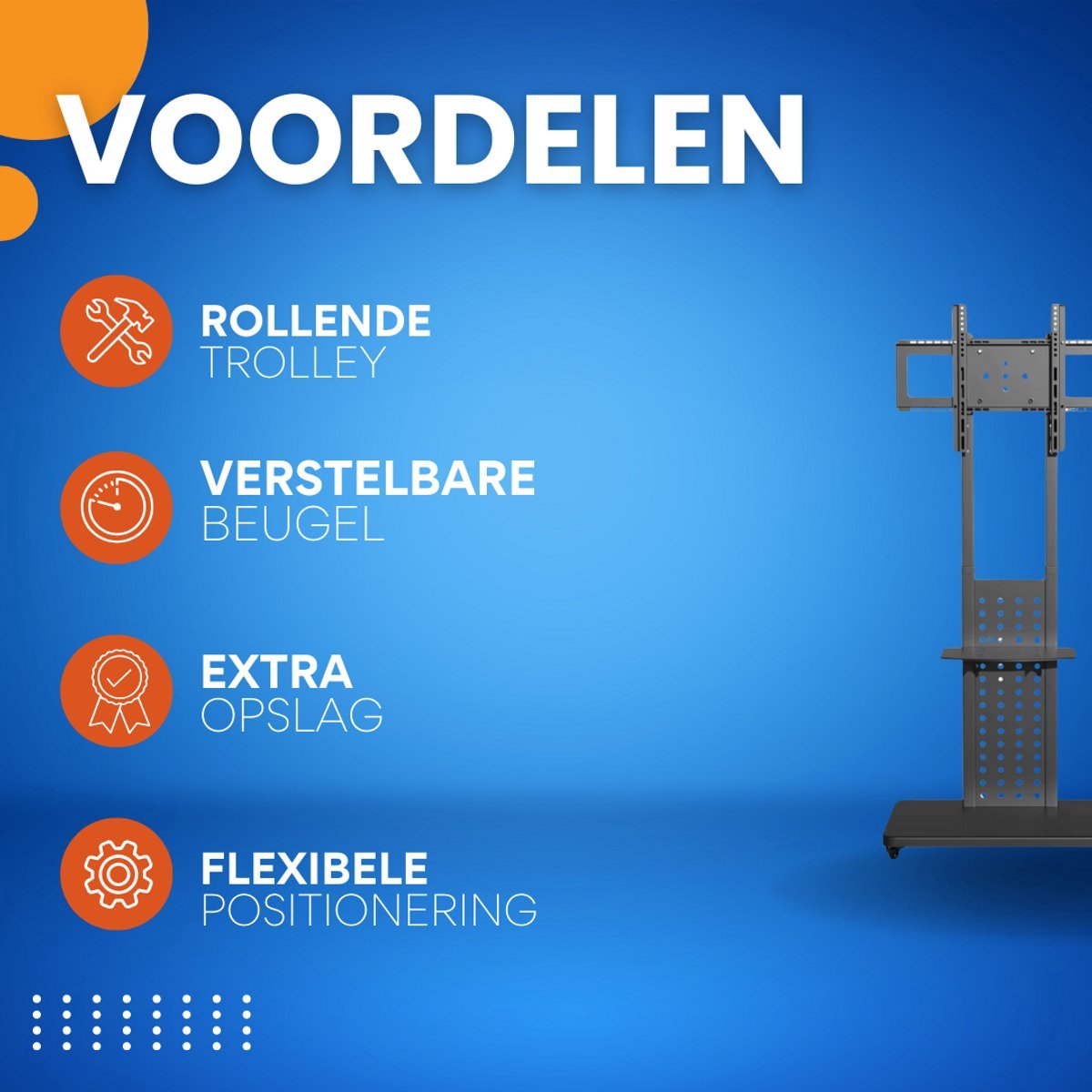 TV vloerstandaard verrijdbaar Vaylen - Ook Verticaal - Voor 32"-65" inch - Standaard statief universeel - In hoogte Verstelbaar - Zwart