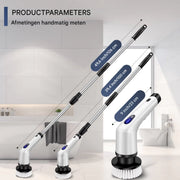Elektrische Vloerschrobmachine 10-in-1 - Draadloze Spin-Schrobborstel - Met Lange Steel - Voor Diepe Vloerreiniging & Tegels