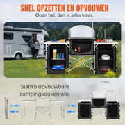 Opvouwbare campingkeuken - Opvouwkeuken - Met BBQ plaats - Inclusief opbergtas - Zwart
