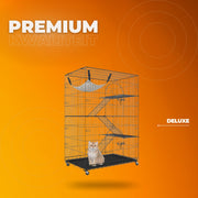 Kattenkooi - Metalen kattenbench kooi - 4 Niveaus - 3 Ladders - Voor binnen - 2 Deuren