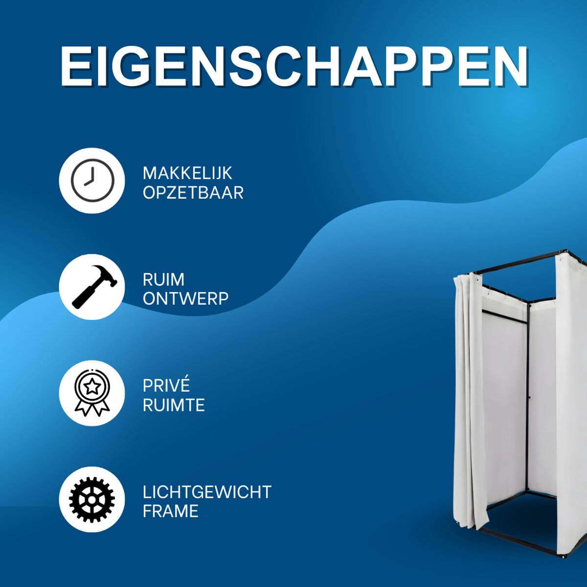Paskamer met gordijn - Pashok - Opvouwbaar - Kleedkamer - Voor kledingwinkels - Grijs