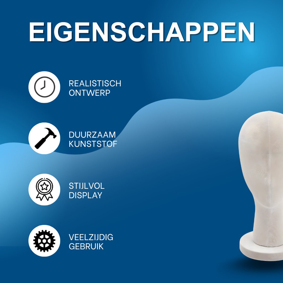 Female Mannequin Hoofd - Voor het tonen van pruiken en hoeden - Beige