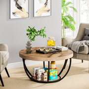 Salontafel Nolance - Rond - Modern - Voor woonkamer - Bijzettafel - 95cm - Bruin