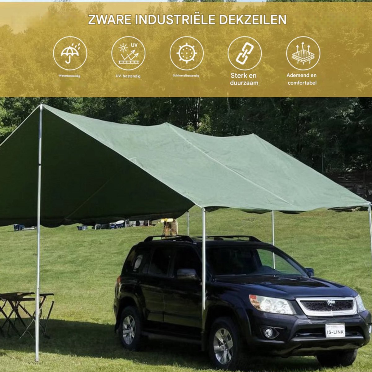Dekzeil 250x300cm - Waterdicht - Voor Luifel, Tent, Auto, Boot & Dak - Zwaar - Camping & bescherming - Groen