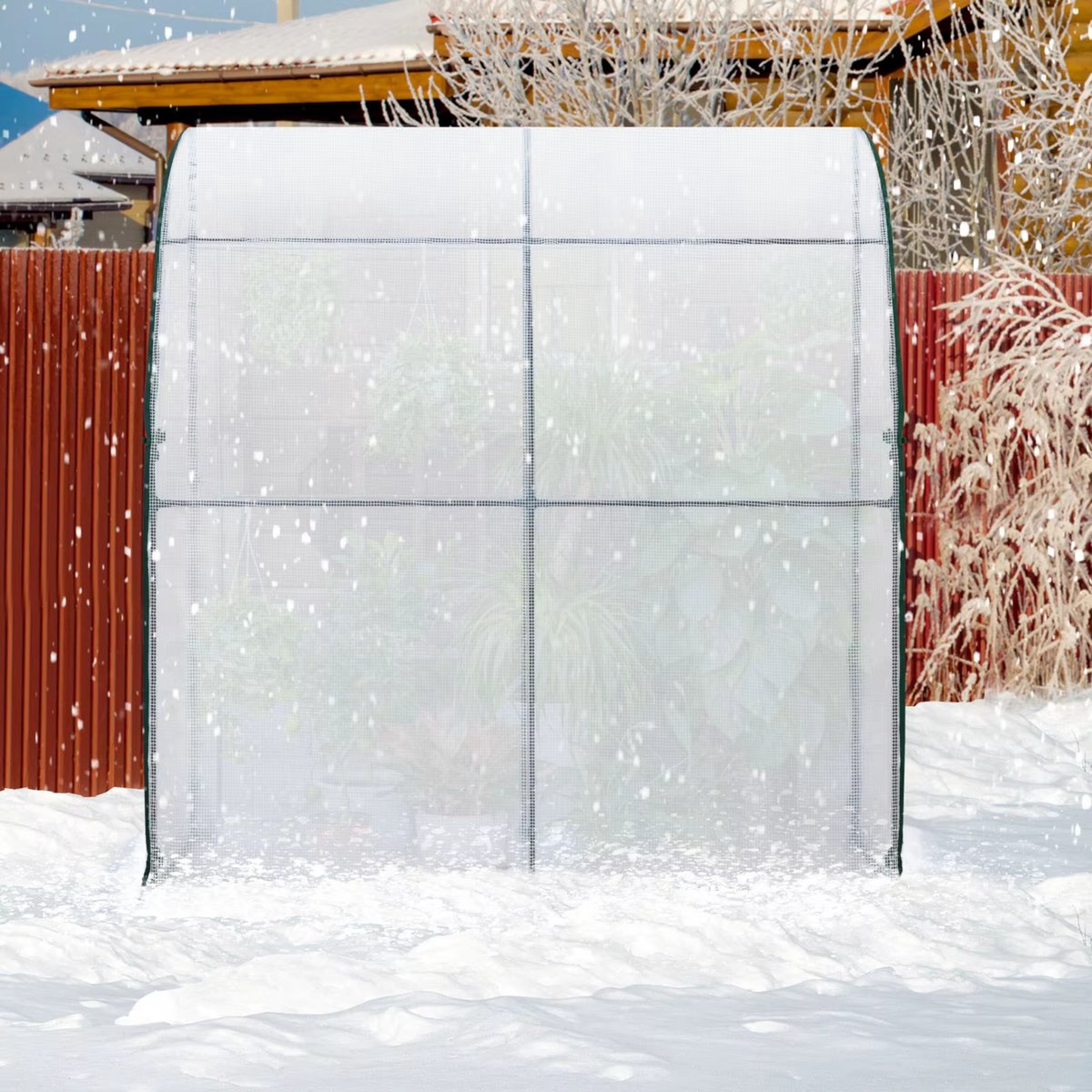 Foliekas - 200x210x100 cm Koud Frame Tuinkas - Met PE Zeildoek & Roldeuren - Tomatenkas voor Tuinbescherming & Buitengebruik - Groen