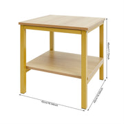 Bijzettafel met opbergruimte - Voor woonkamer of slaapkamer - Tafeltje met plank en opslagfunctie - Geel